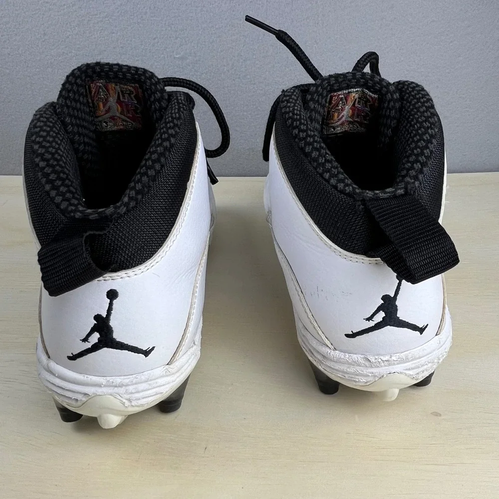 Jordan 10 Retro TD Football Cleats White Black Silver CQ2073-100 Mens 10
